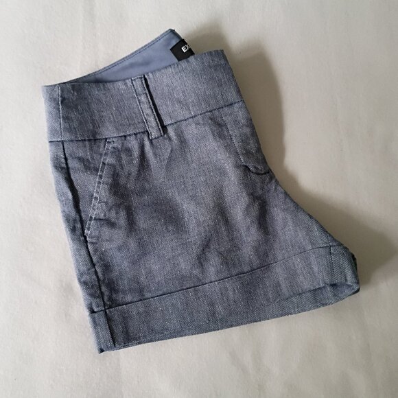 EXPRESS Linen Midi Low Rise Shorts Blue Size 4 - Picture 5 of 9